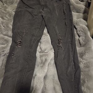 Distressed Black Mens Stretch Skinny Jeans